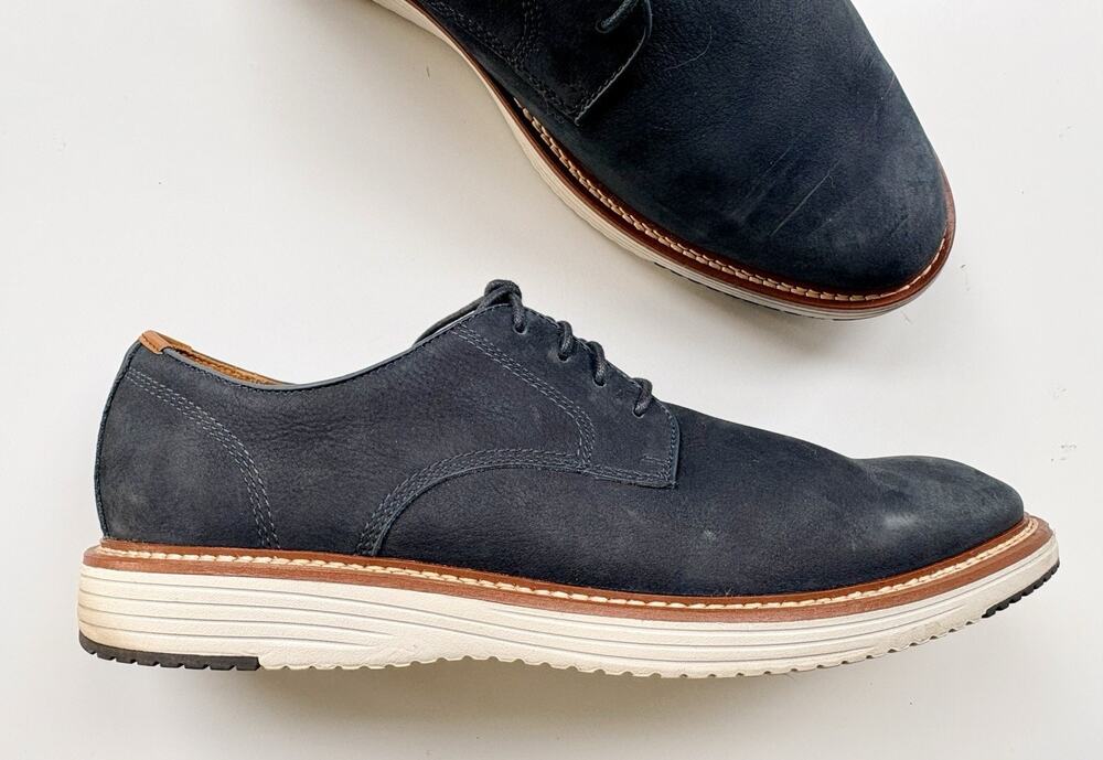 JOHNSTON & MURPHY Derby Shoes Upton Navy Blue Mens 11M Lace Front Comfort Insole